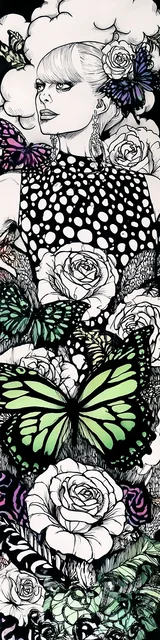 Free butterfly bookmarks of a butterfly with white butterflies